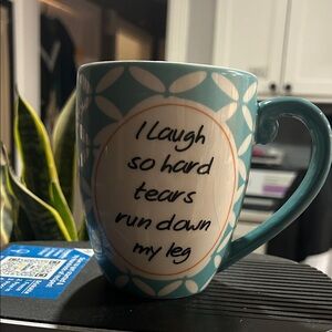 Ceramic Mug- At my age, I laugh so hard tears run down my leg- used see pics